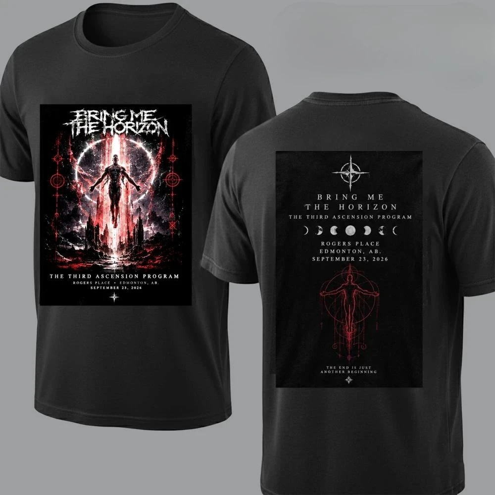 BMTH Bring Me The Horizon Tour Tshirt 2026 Gothic Star Print T-shirt Metal Rock Band Fans Casual Short Sleeve Streetwear Tee