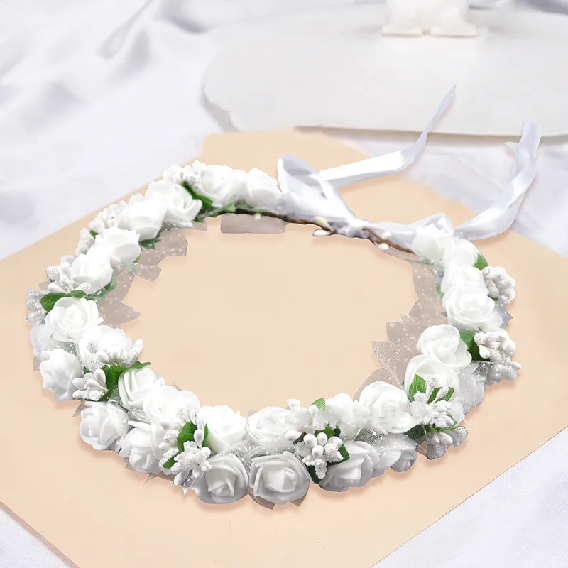 6Colors Women Beach Headband Floral Hair Lady Girls Bride Boho Flower Headband Floral Head Wreath Garlands Bohemia Beach Flower