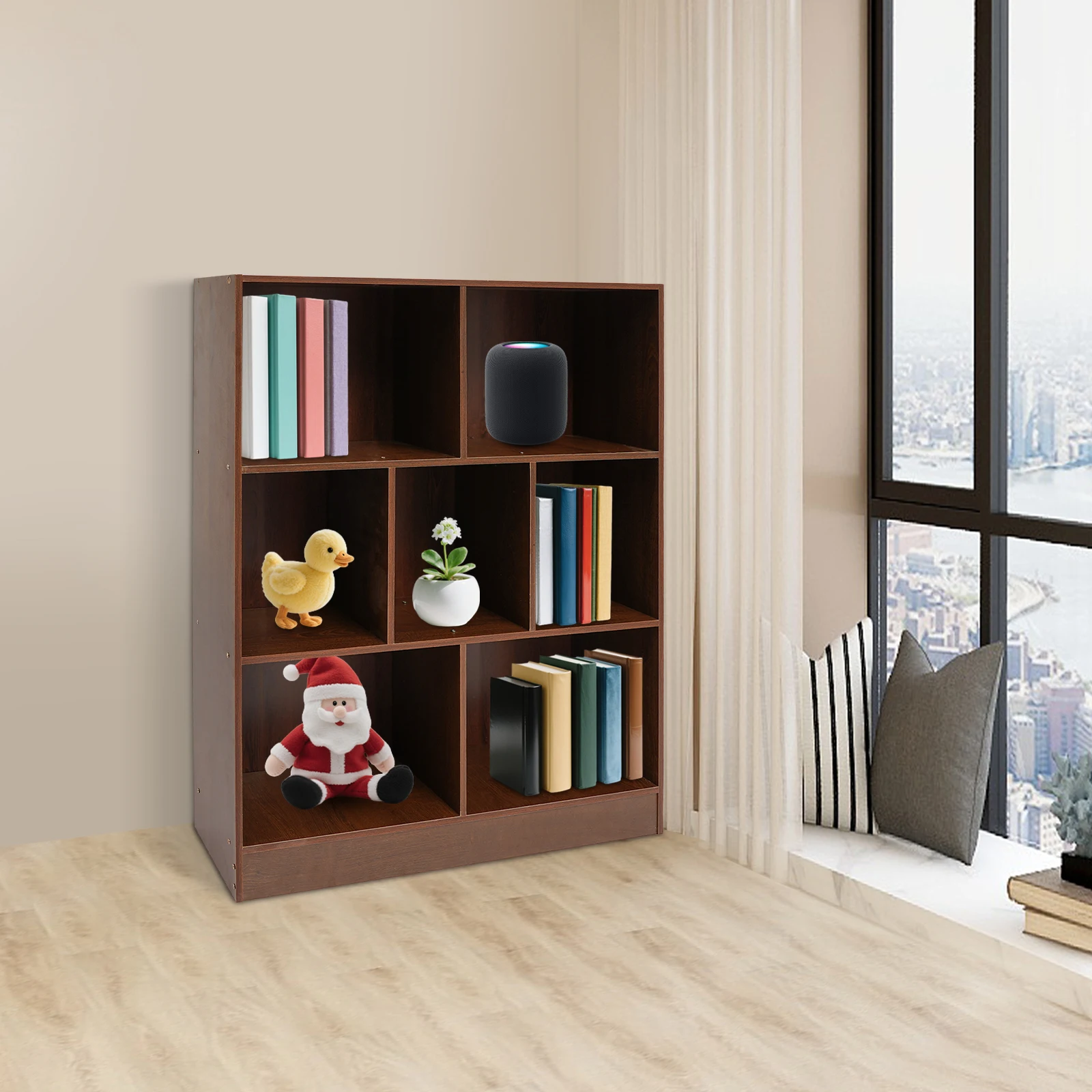 책장, 7칸 책장, 바닥에 서 있는 책장