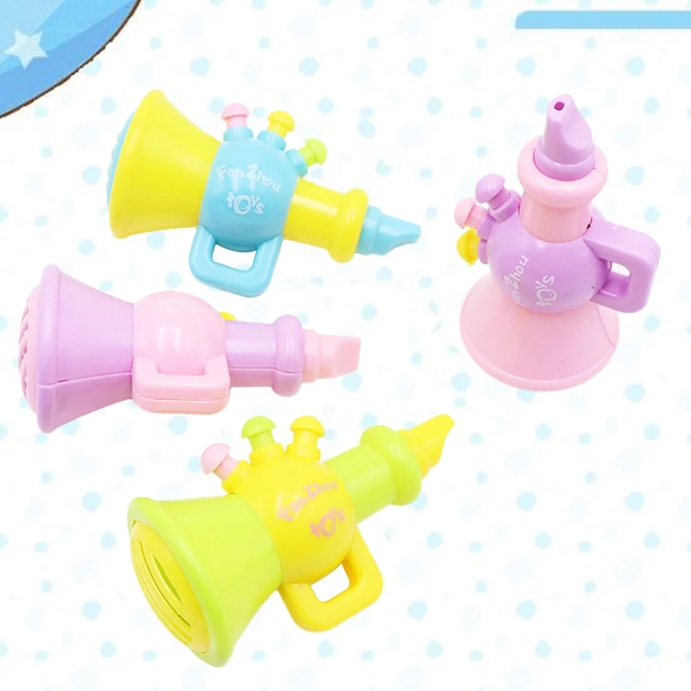 4pcs Plastic Horn Hooter Trumpet Instruments Music Toys Kids Children Early Educational Toy (Random Color)