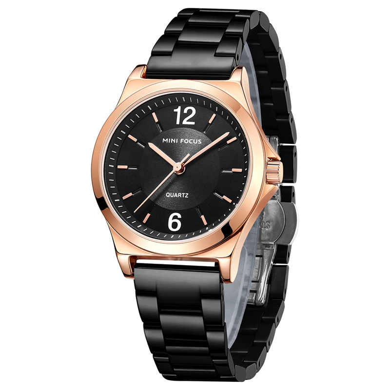 Mini Focus MF0308L Fashion Women Dress Watches Luxury Blue Solid Stainless Steel Waterproof Ladies Quartz Watch