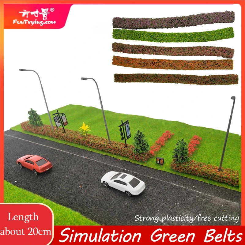 20cm Shrub Strips Model Simulation green belt model DIY Sand Table Materials Grass Fence for Street Garden Building Diorama