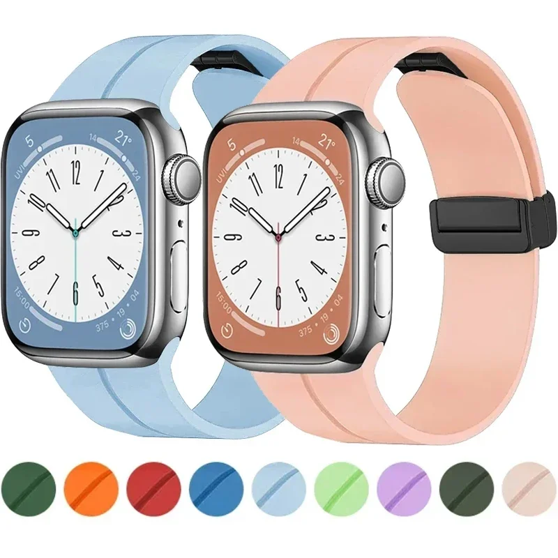 Magnetic Strap For Apple watch ultra band 49mm 45 mm Silicone Bracelet iWatch Series 7 8 se 6 5 3 44mm 45mm 40mm 41mm 42mm 38mm