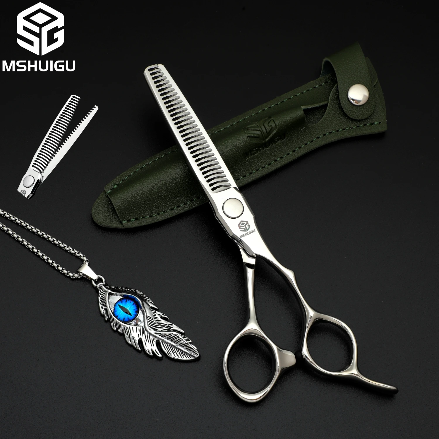 MSHUIGU Professionelle Haarstrukturschere, gebogene Klinge, kann Schere, Friseurschere, Werkzeugzubehör, Japan vg10 Stahl, 15,2 cm verschiebbar – Detail 33