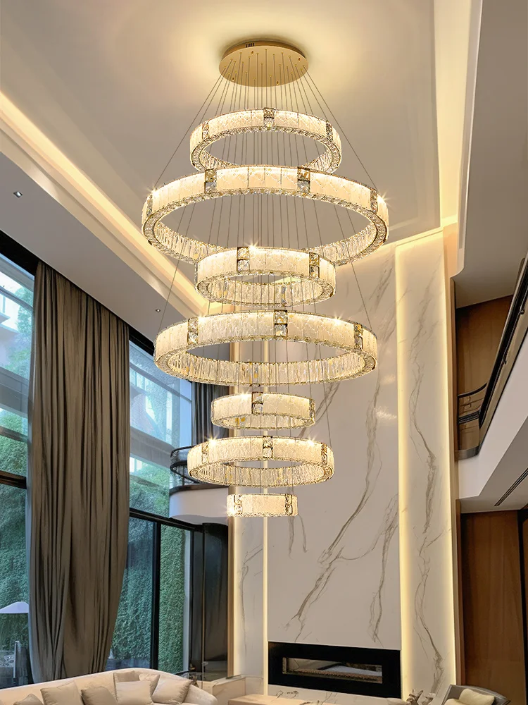 

Villa Duplex Floor Pendant Light Modern Minimalist Hollow Mezzanine Loft Luxury New High-ceiling Living Room Large Pendant Light