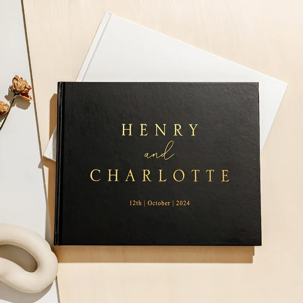 

50PCS Personalized Wedding Guest Book Custom Wedding Gift Gold Foil Guestbook Engagement Signning Book Wedding Guestbook Album
