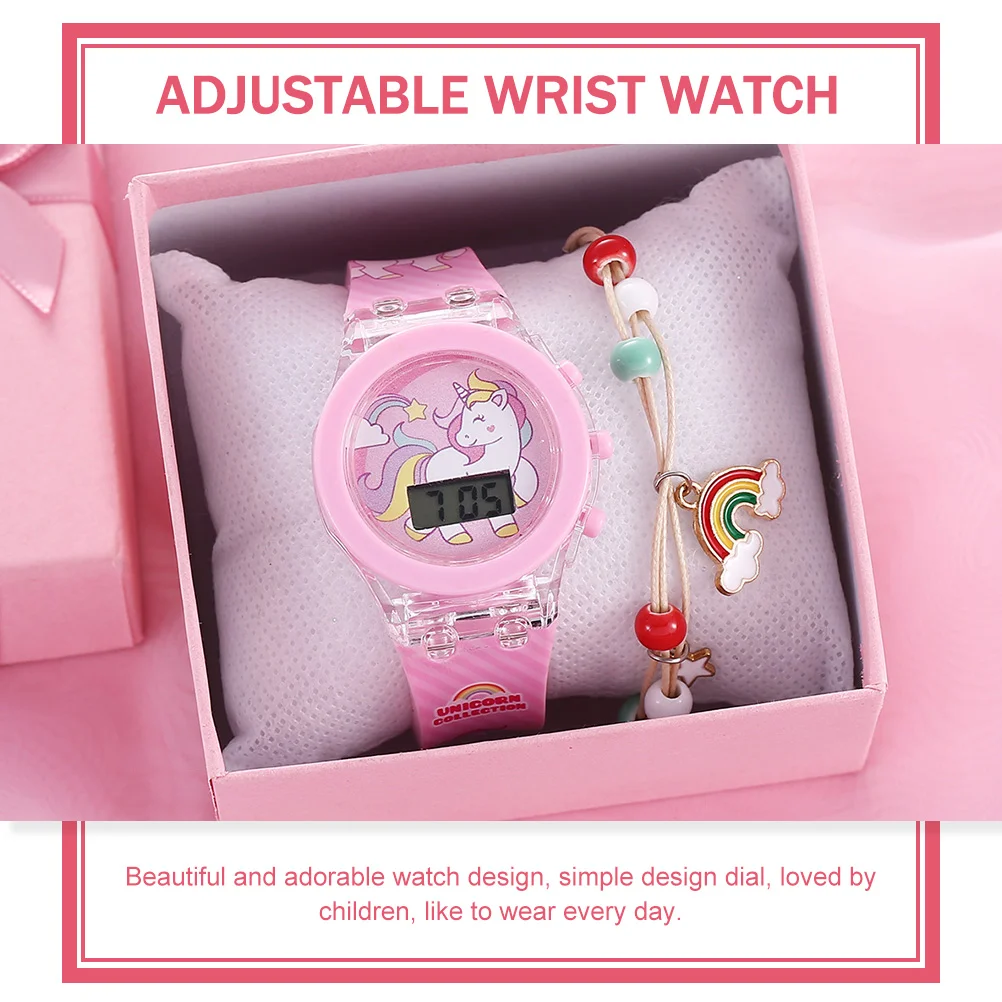 Unicorn Watch Kid's Adjustable Kids Wrist Portable Pink Silicone Button Electric