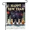 DLZDN Happy New Year Cat Garden Flag 12×18 Inch Double Side Burlap Farmhouse Yard Decor Xmas Winter Outdoor Decoration jjp