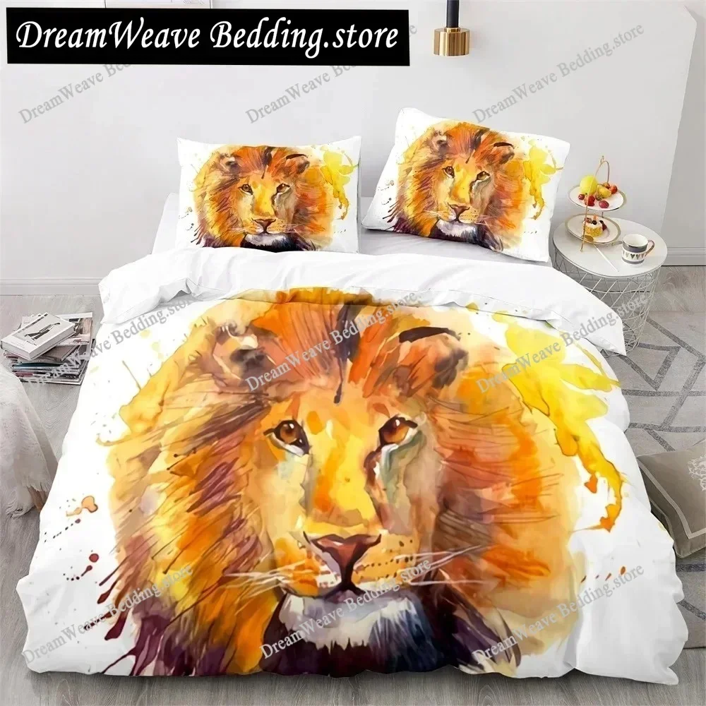 3D Print Lion Bedding Animal Duvet Cover Set Queen King Size Lightning Lion Pattern Comforter Polyester Bedding Set Home Textile