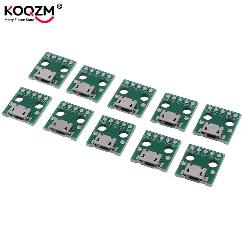 10Pcs Mini MICRO USB To DIP Adapter 5pin Female Connector B Type PCB Converter Breadboard Switch Board SMT Mother Seat