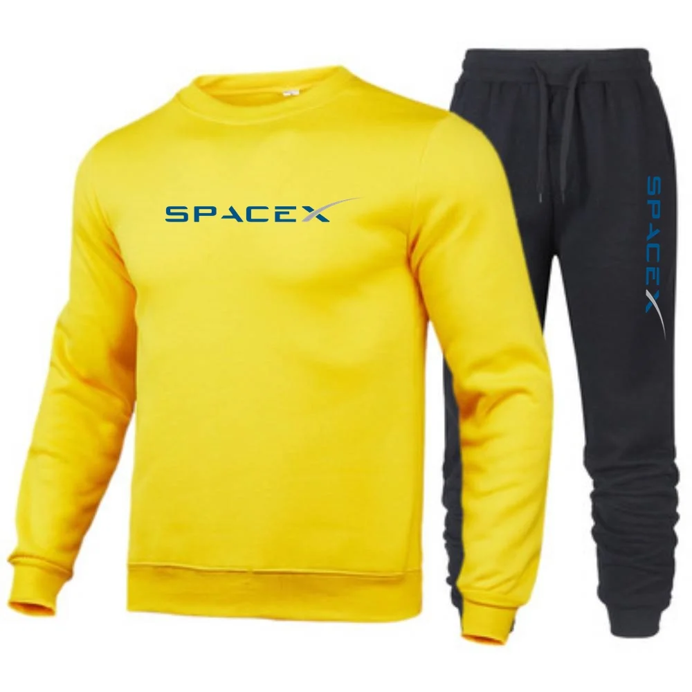 Men Sportswear+Pants Set Pullover Unisex Fleece Sweaters Trousers Outfits SpaceX Expedition ELON MUSK SPACE SCIENCE Tracksuits