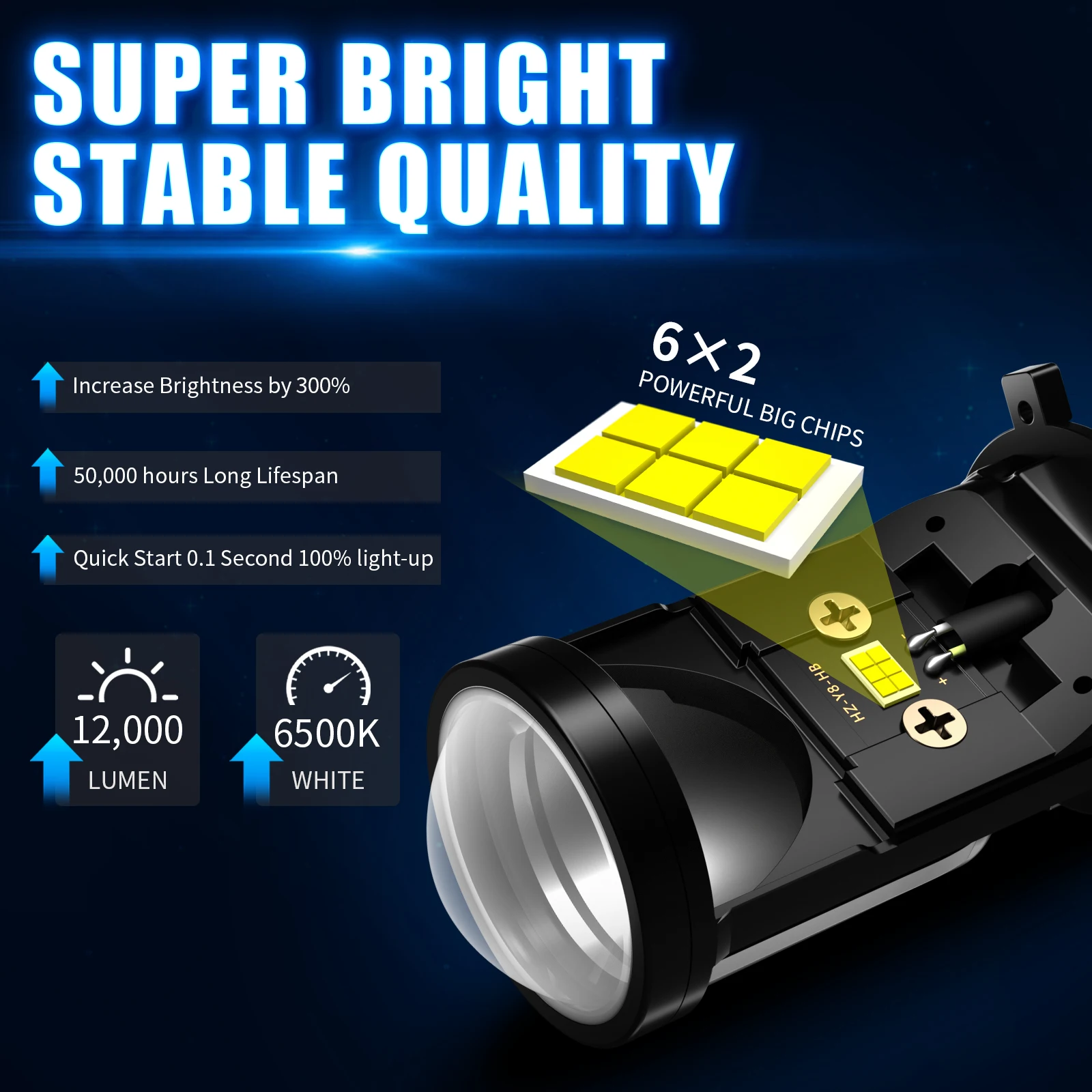 AILEO 2 PCS H4 LED Projector Headlight Bulbs 30000LM 90W 6000K White CSP High Low Beam LED H4 Car Headlight Bulbs