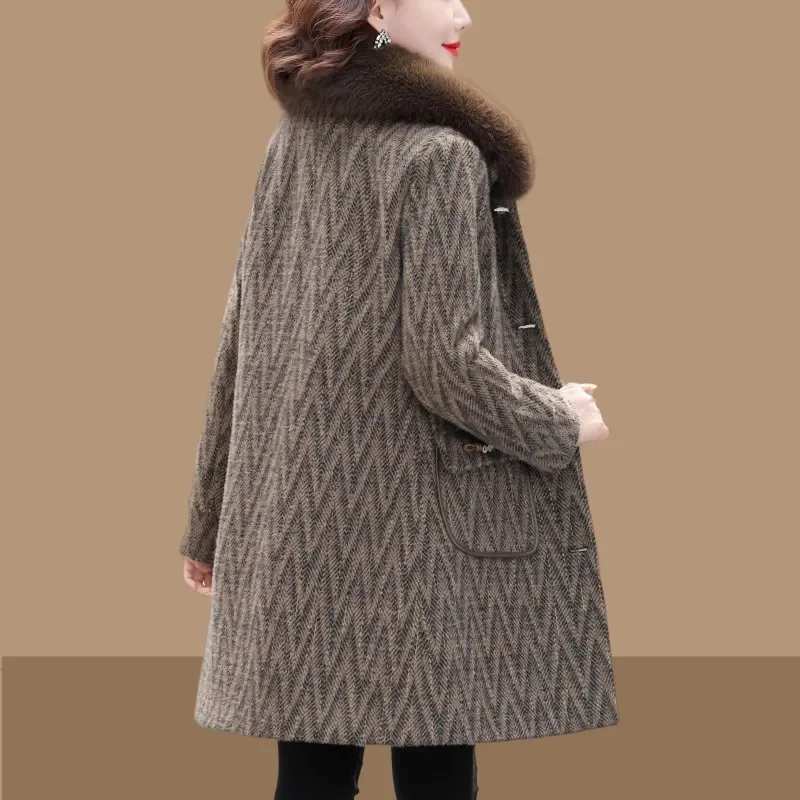 Aggiungi cotone spesso caldo cappotto di luccio inverno nuova giacca di velluto di visone d'acqua donna soprabito collo di lana sciolto giacca Casual media lunga