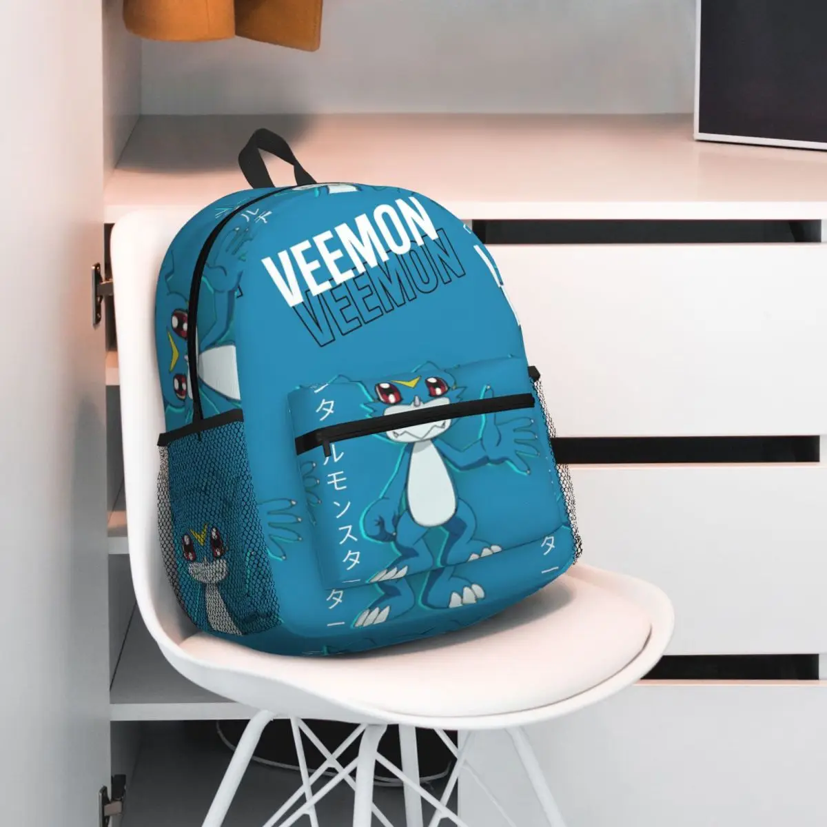 

Рюкзак Veemon Digimon, детская сумка для книг большой емкости, школьная сумка, сумки на плечо для мужчин и женщин