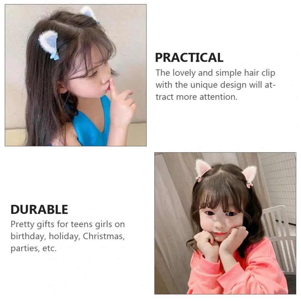 مجموعة مشابك شعر على شكل أذن قطة قطيفة رائعة من القطيفة على شكل أذن القطط، دبابيس شعر بتصميم لطيف للفتيات، إكسسوارات شعر أنيقة للأطفال