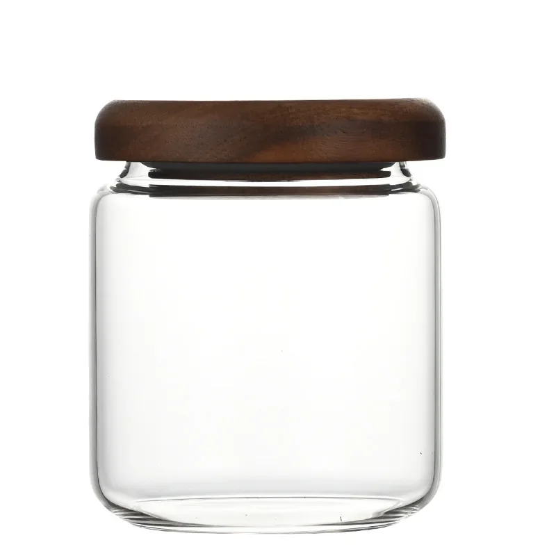 

Set Acacia wood cover borosilicate glass, sealed jar, kitchen supplies sealed bottle storage