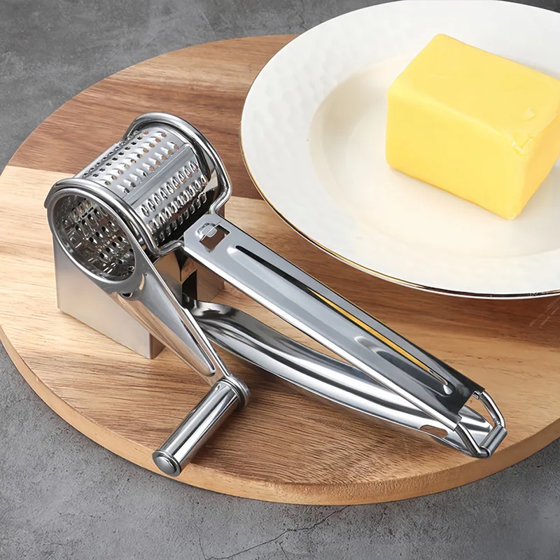 Edelstahl-Käsereibe mit Handkurbel Multifunktionale Manuelle Reibe Schredder und Schneidemaschine für Gemüse, Käse, Nüsse