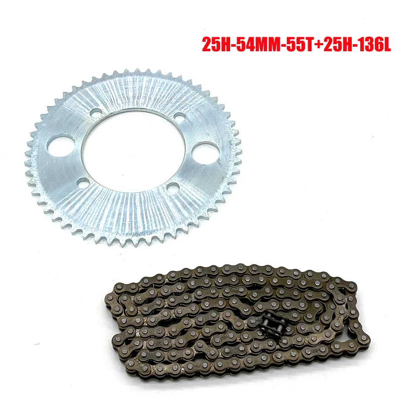 25H Chain 136 Links 47 55 64 65 68 70 80 90 Teeth Rear Sprocket 26/29/54mm For Electric Tricycle Mini Moto Pocket Bike ATV Quad