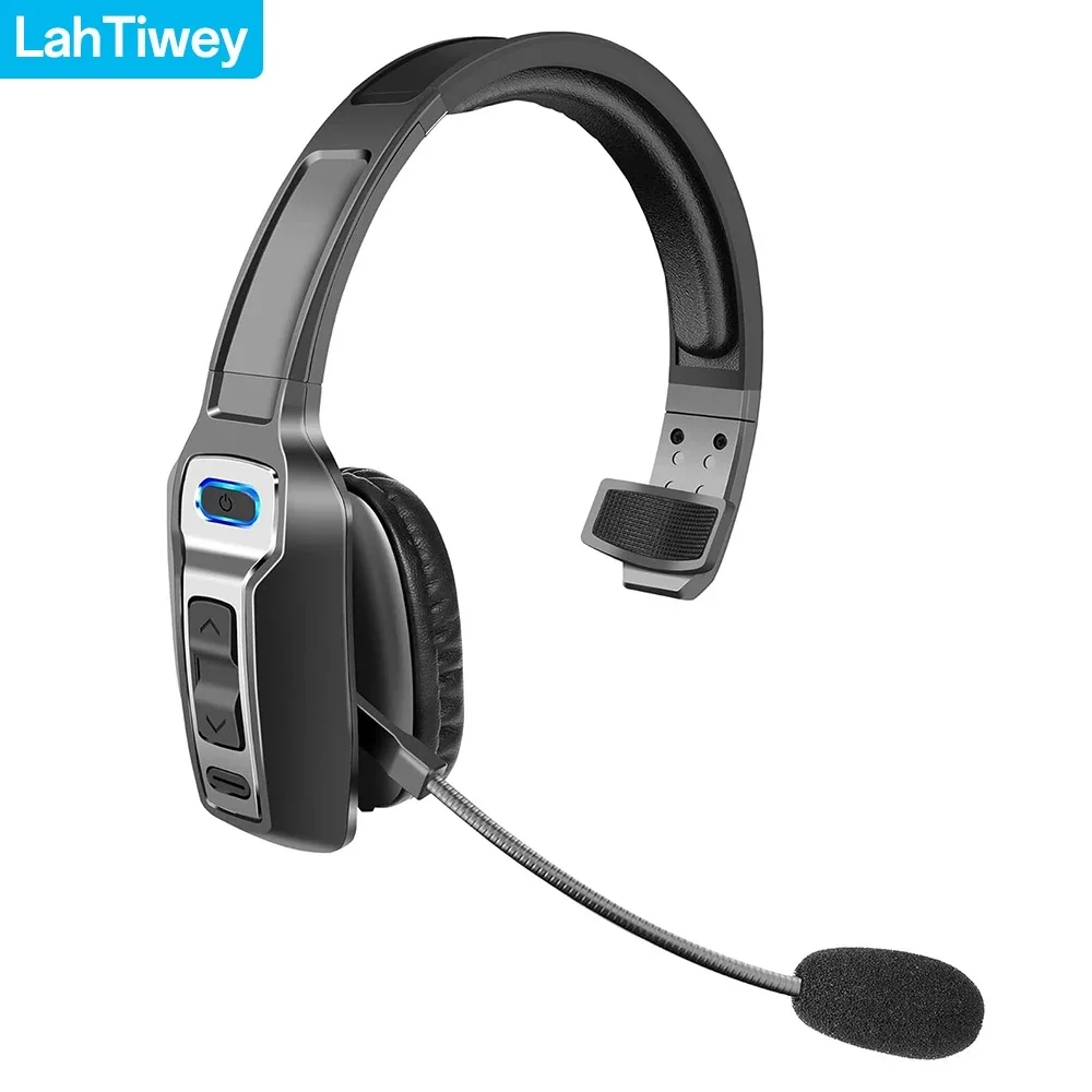Trucker Bluetooth Headset with Dual Mic Noise Canceling, CVC8.0, Mute Button, 60Hrs Battery Wireless Headset, On Ear Headphone