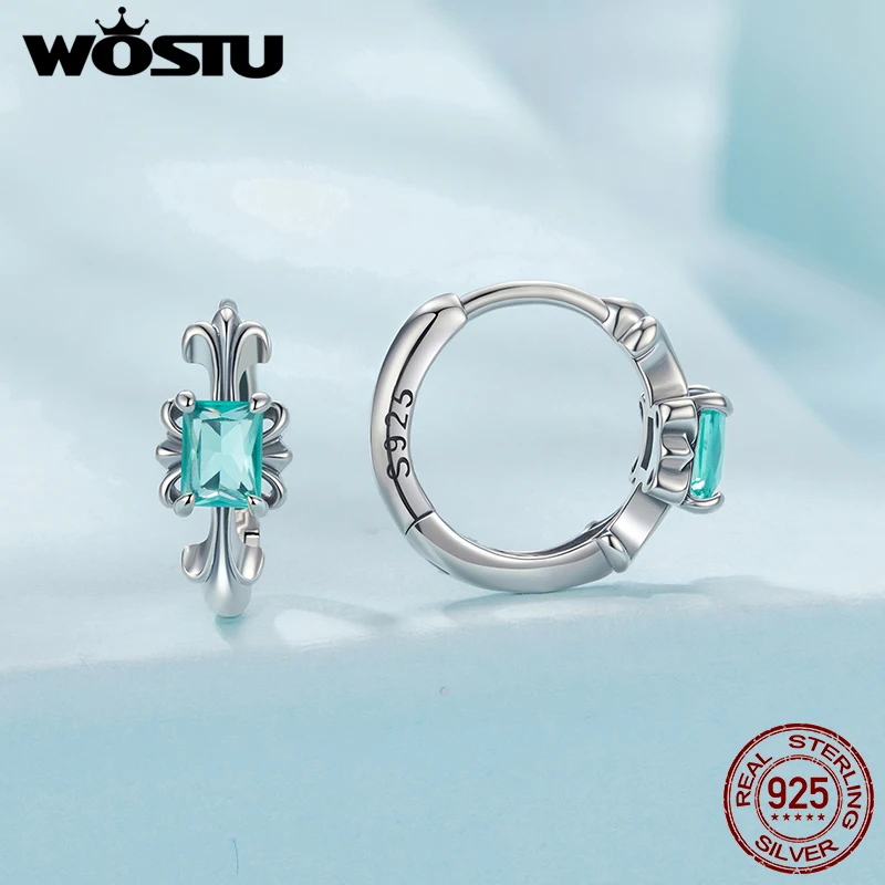 Серьги-кольца WOSTU из стерлингового серебра 925 пробы с крестом ирисом и прозрачным стеклом для женщин и девочек, вечерние повседневные ювелирные изделия, подарок FIE1873