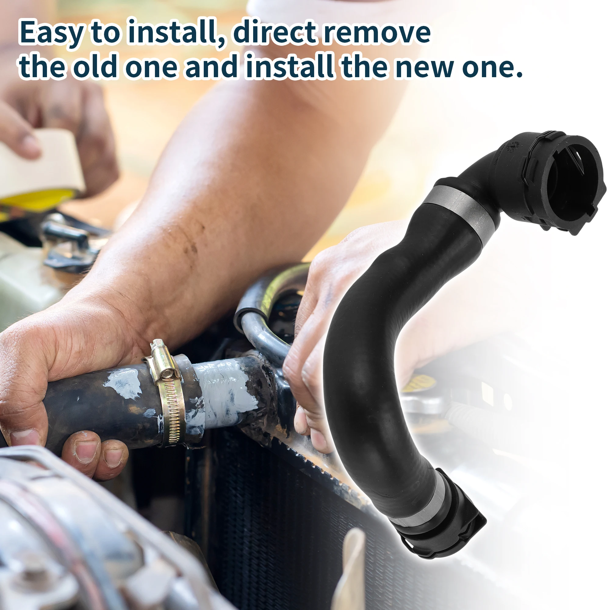 Motoforti Radiator Hose Heater Hose No.17127535535 for BMW X3 16-19 Rubber Coolant Pipe Black 1 Pc