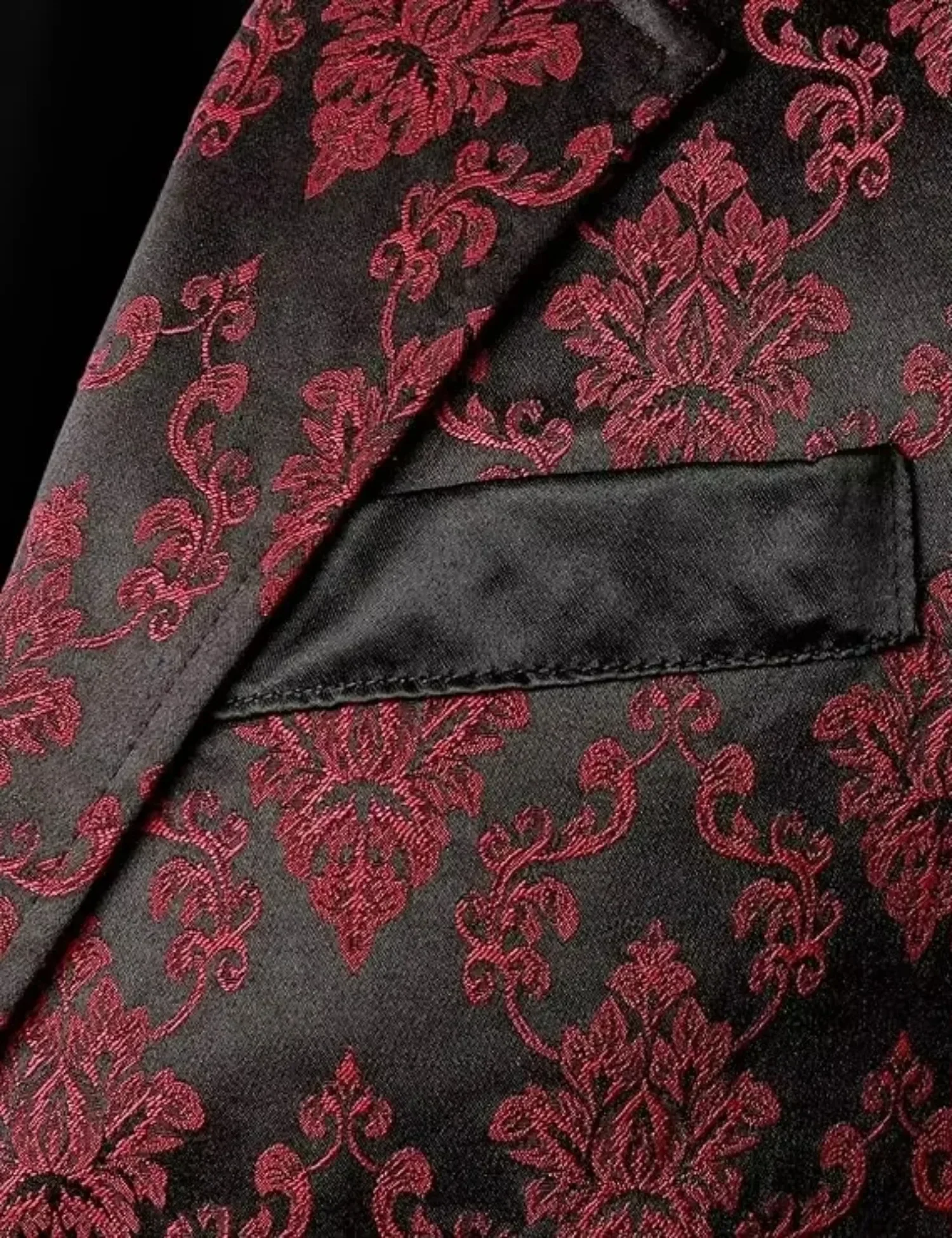 Herren Mehrfarbige Viktorianische Blumen-Jacquard Anzugweste mit Revers, Einreihig, Schmal Geschnitten, für Hochzeit, Bankett, Formelle Anlässe – Detail 6