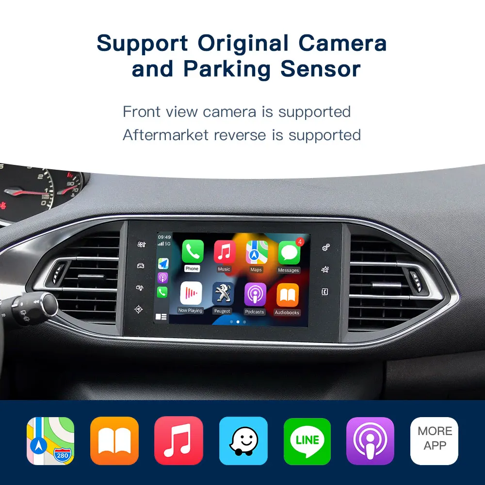 For Peugeot Citroen Wireless Carplay adapter Android Auto module SMEG MRN 208 308 508 3008 & C4 DS3 DS5 Support Reverse Camera