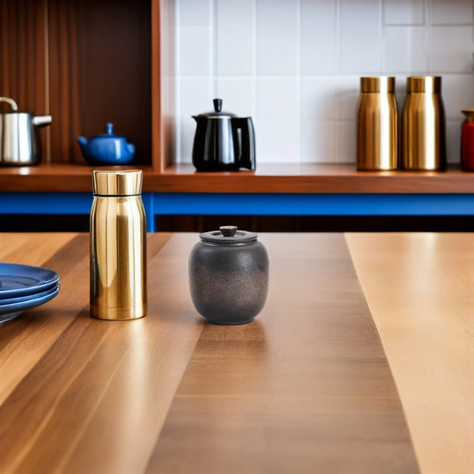 

Desktop Tea Holder Ceramic Containers Chinese Canister with Lid Decorative Minimalist Modern Jar Jars Sugar Organizer