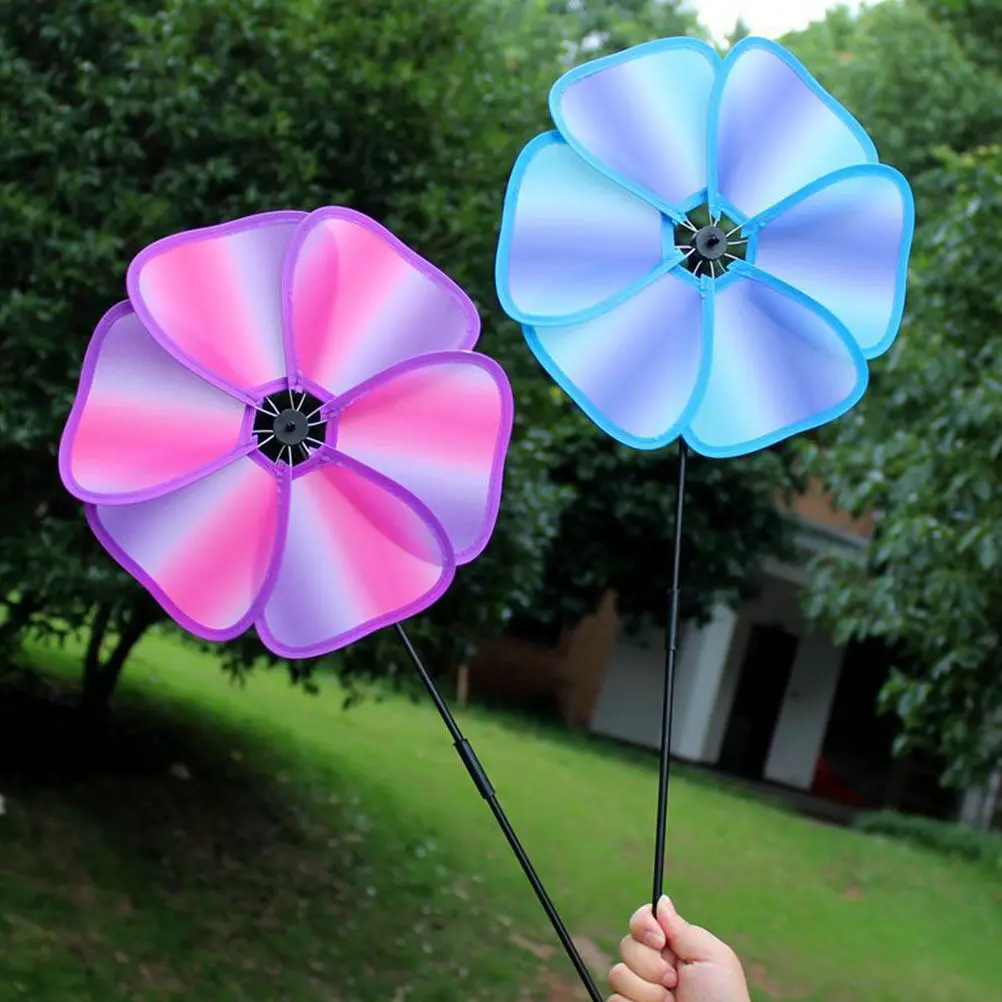 

4Pcs Cloth Windmill Colorful Plastic Decorative Garden Pinwheel Kids Outdoor Gift Carnival Prize Rose Winnower