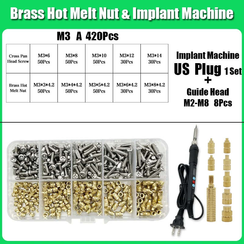 M2 M3 M4 Messing Einsatz Mutter Bolzen Schraube Implantation Maschine Hot Melt Rändelgewinde Wärme Lötkolben Spitze 3D Drucker Zubehör – Detail 20