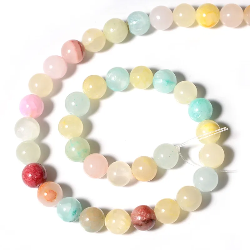 1 Strand Natural Colorful Jades Stone Beads for DIY Jewelry Making