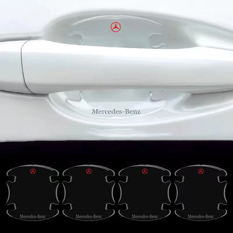 

For Mercedes Benz C200 C300 W204 W168 W220 W210 AMG CLA GLA GLB GLE A B C E Class 4Pcs Car Door Bowls Handle Protective Sticker