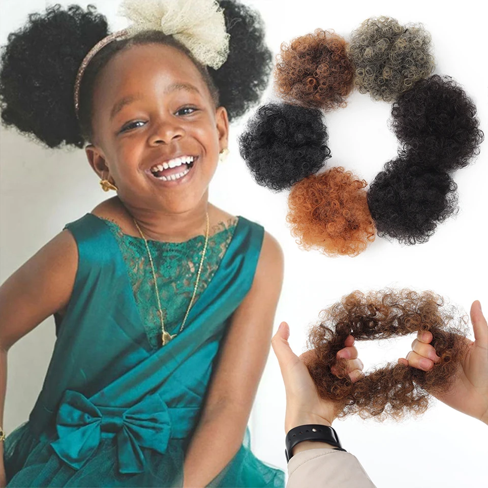 

Synthetic children's African fluffy meatball head short micro roll package suitable for daily holiday styling can be worn ﻿