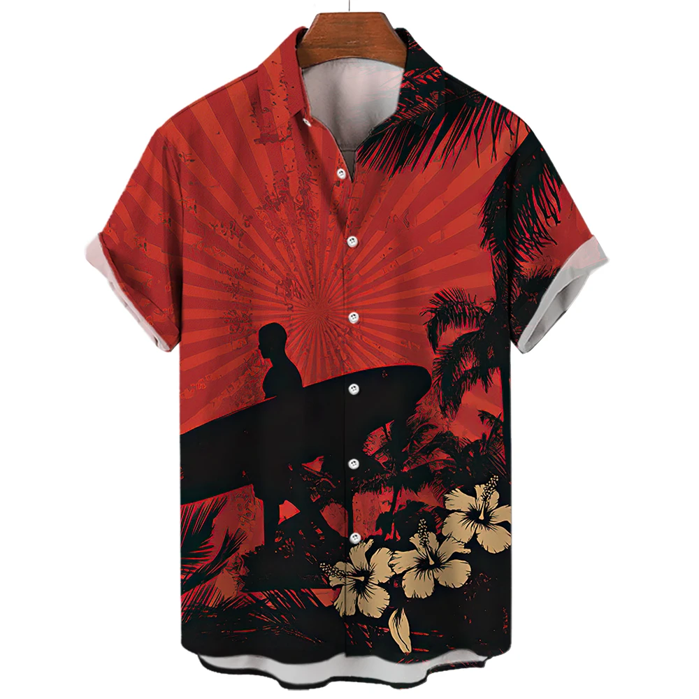 

Surfing Beach Shirts Men Women Fashion Hawaiian Shirts Casual Beach Blouse Men's Clothing Mens Vocation Lapel Shirts Vocation