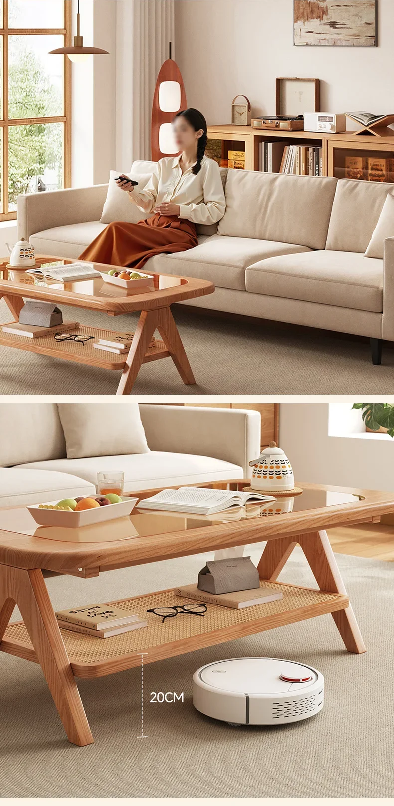 خشب متين، طاولة قهوة، غرفة معيشة، منزلية، شقة صغيرة بسيطة وغير رسمية، حديثة #5