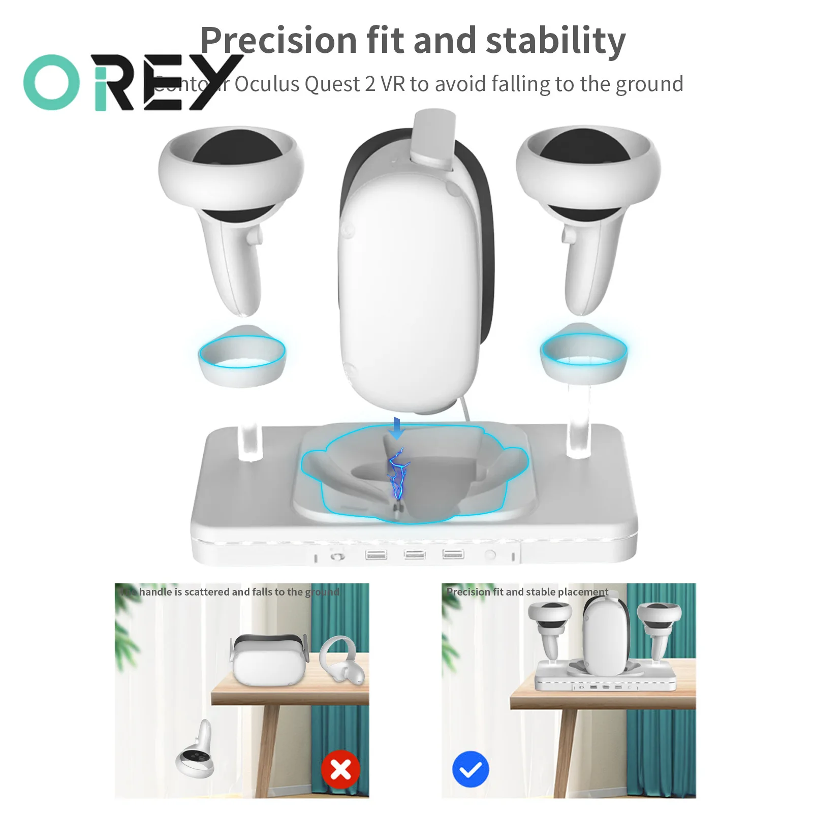 For Oculus Quest2 Stand VR Glasses Wireless Charger Colorful Luminous Base Desktop Handheld Storage