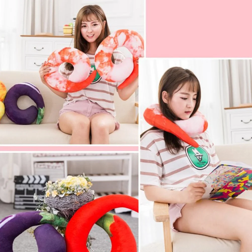 Cartoon Imitation Shrimp U Shape Pillow Neck Pillow Neck Cushion for Home Office Travel (30cm) travel pillow