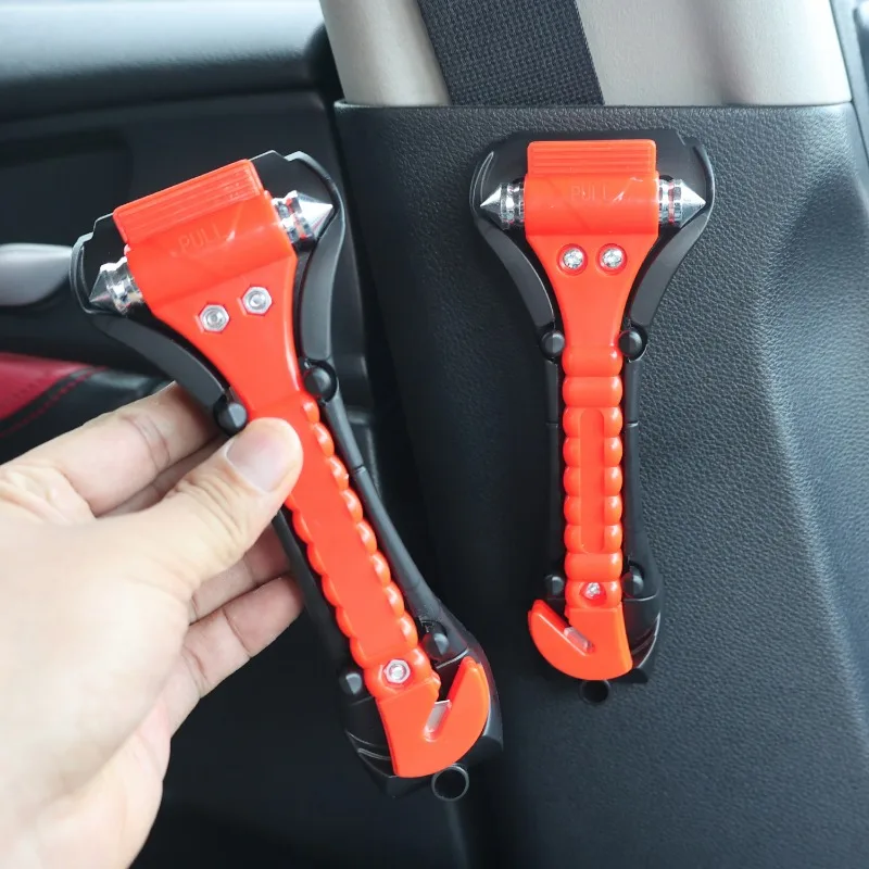 รถทําลายหน้าต่างค้อนหนีฉุกเฉิน 2-in-1 ความแข็งสูงเหล็กคาร์บอนความปลอดภัยค้อนเครื่องตัดเข็มขัดนิรภัยสําหรับรถบรรทุกรถยนต์