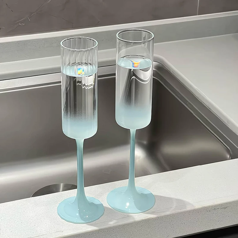 

Gradient Cream-colored Stemmed Glass Champagne Glass For Home Use Juice And Milk Cup Light Luxury Girly Style