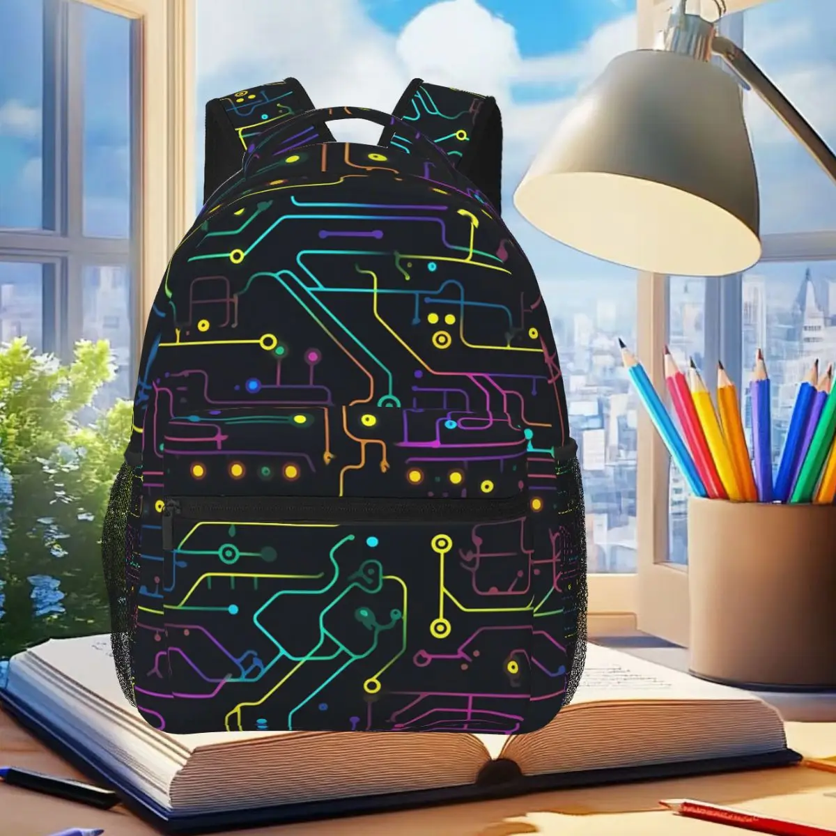 

Студенческий рюкзак Rainbow Circuit, школьная сумка, походный дорожный рюкзак для мужчин и женщин, модная сумка для книг, сумки на плечо