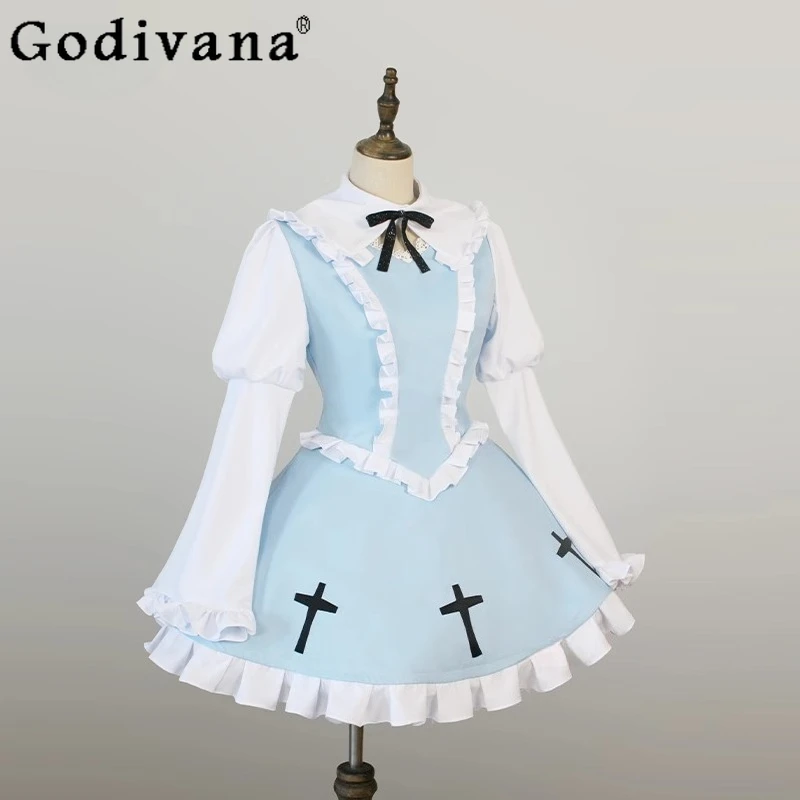 

Goth Style Cosplay Lolita Dress for Women Halloween Performance Maid Clothing Dress Female Long Sleeve Sweet Party Dress