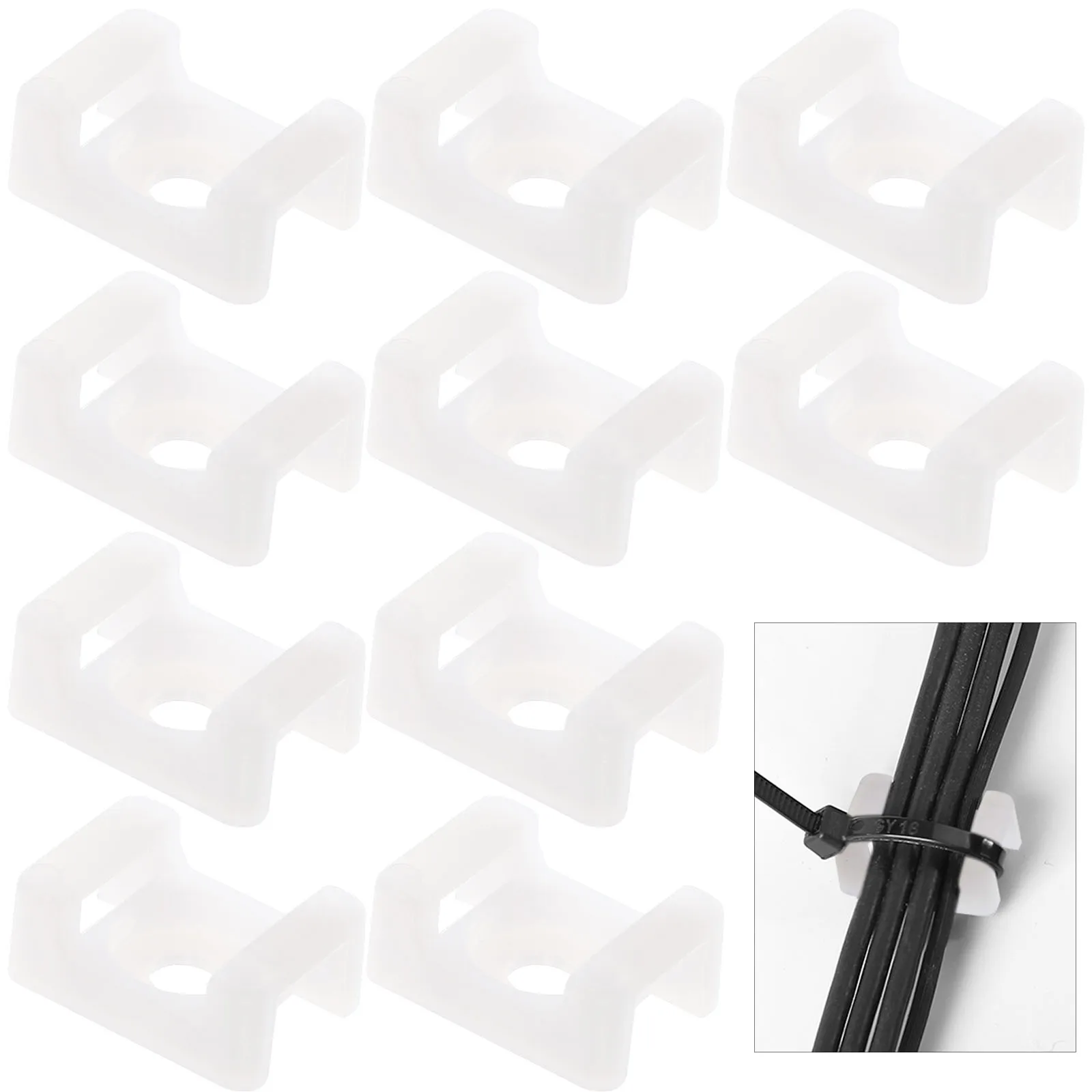 

500 Pcs Cable Management Clips Wire Holder Saddle Type Cable Tie Mounts ABS White Durable For Home Office School Use