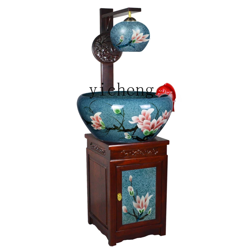 XL Chinese Style Zen Decoration Fish Tank Waterfall Landscape Flowing Water Ornaments Self-Circulating Water Filter Pottery