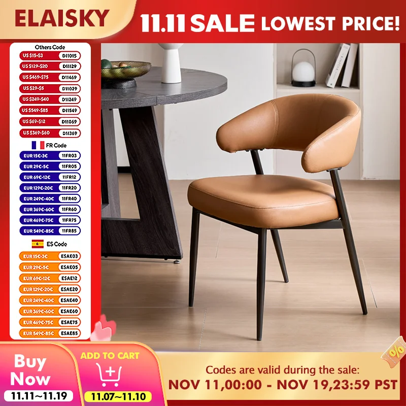 

Soft Wraparound Backrest Dining Chairs with Steel Frame Modern Kitchen Dinner Chair Durable Leather Cafe Restaurant Table Chair