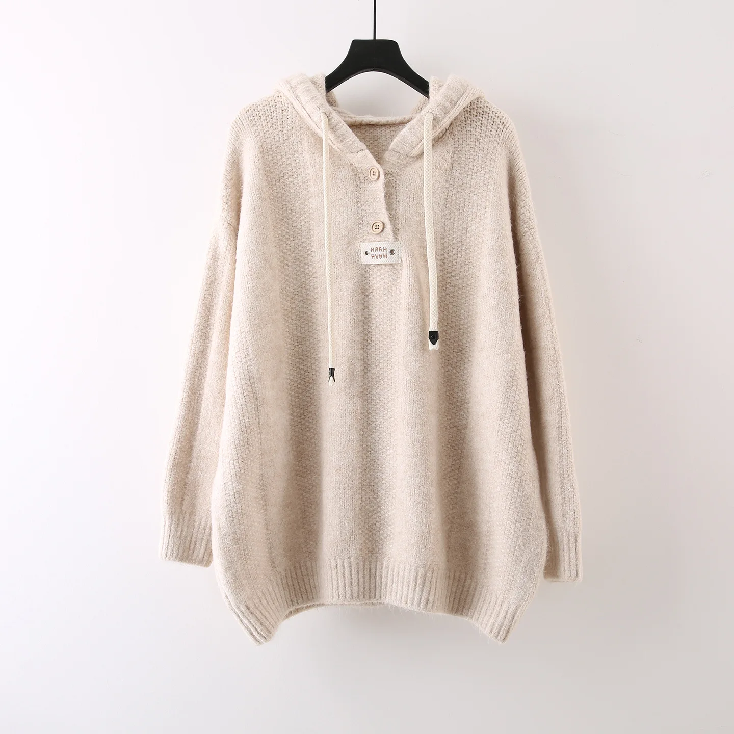 Greenora Preppy Hooded Knit Sweater Coat Women Autumn Winter Thick Cozy Loose Fit Casual Warm Pullover Jacket Korean College Sty