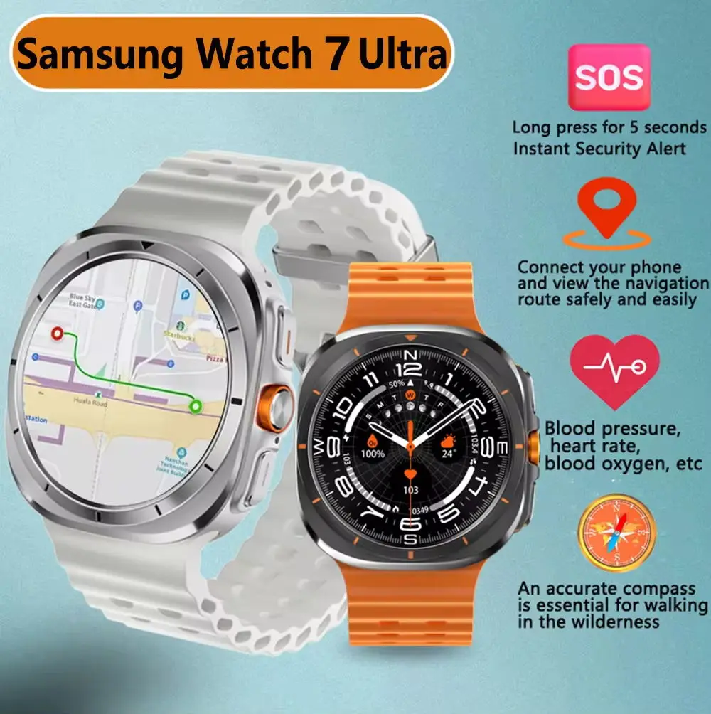 

2024New Watch 7 Ultra GPS Compass Smart Watch SOS Function Outdoor Sport Watch AMOLED 466*466 BT Call IP68 Waterproof Smartwatch