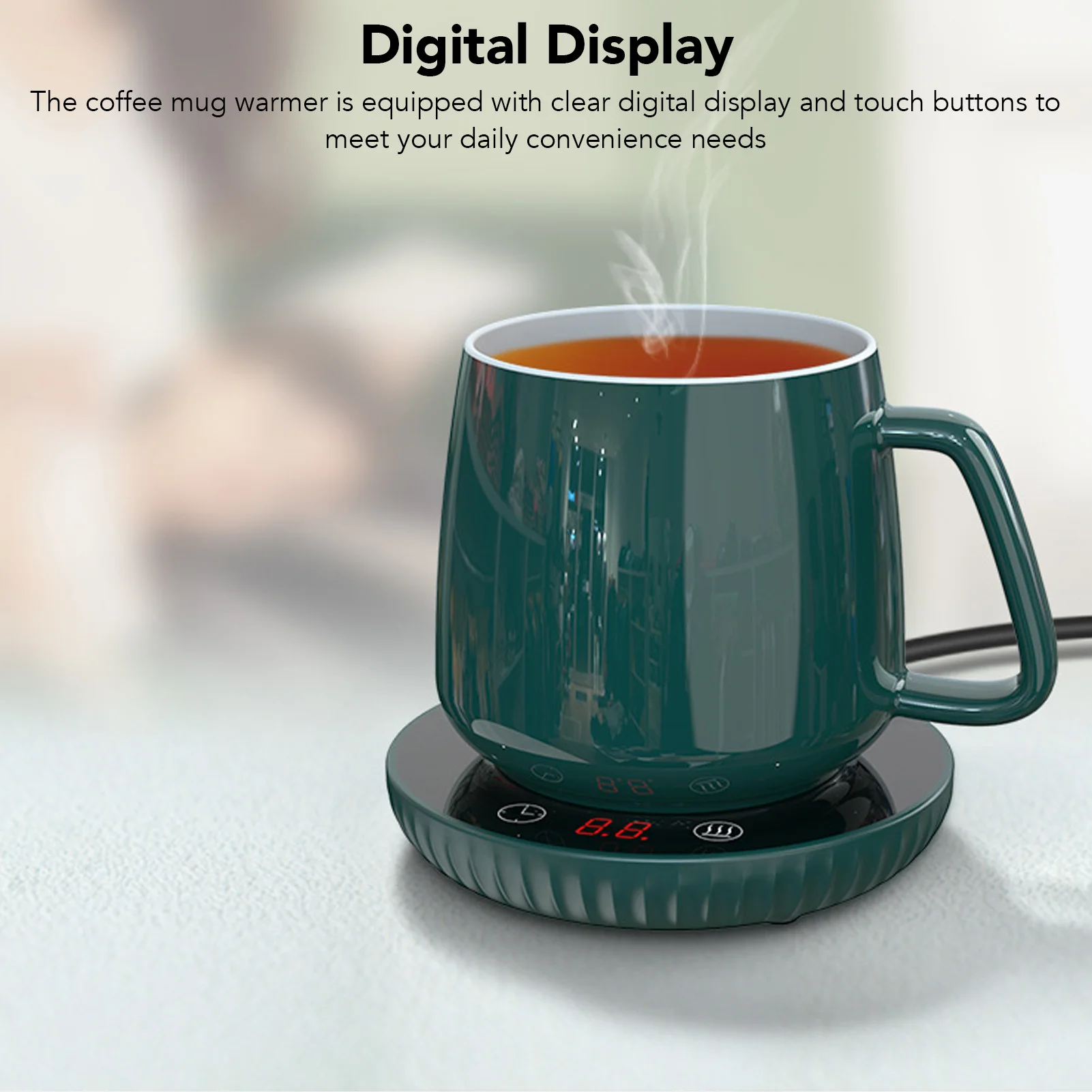 カップウォーマー55 ° C 定温デジタルディスプレイタッチボタン加熱コーヒーウォーマーデスク用ステンレス鋼カップ