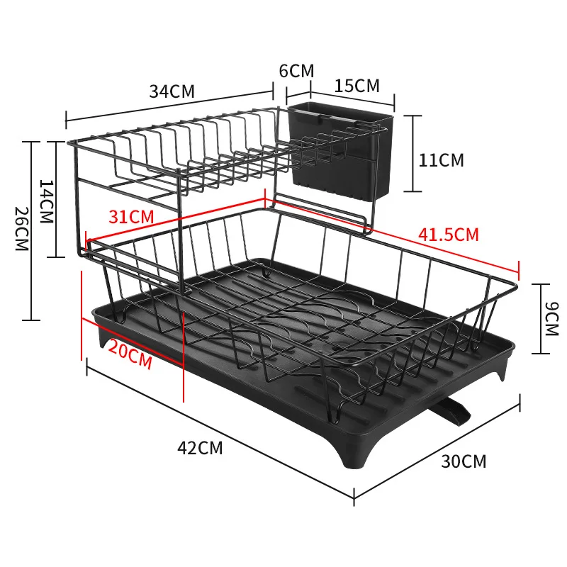 Kitchen sink countertop drain bowl drain basket and dish and chopstick storage and storage rack