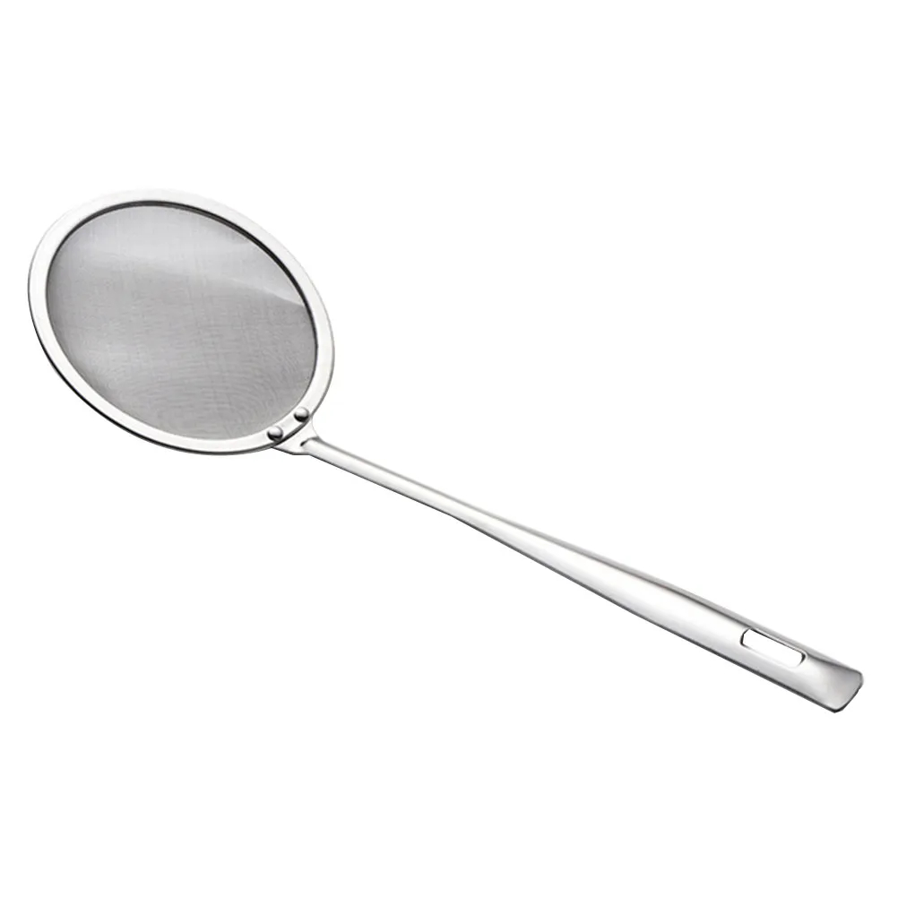 2Pcs Food Grade 304 Stainless Steel Oil Strainer with Extra Long Heat Resistant Handle for Deep Frying Soup Straining Cooking