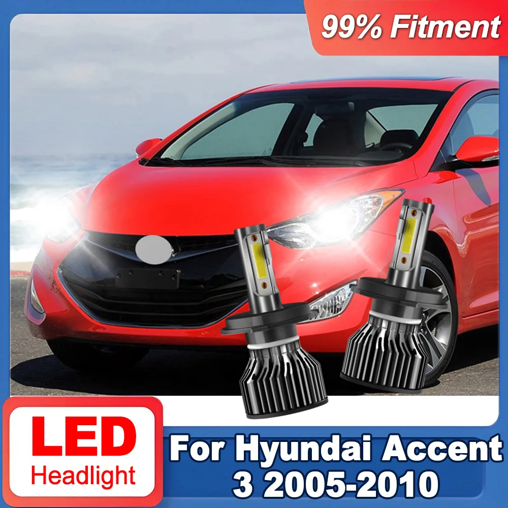 

2PCS H4 High Low Beam LED Headlight 6000K White Super Bright 120W 20000LM For Hyundai Accent 3 2005-2009 2010 Canbus Car Light